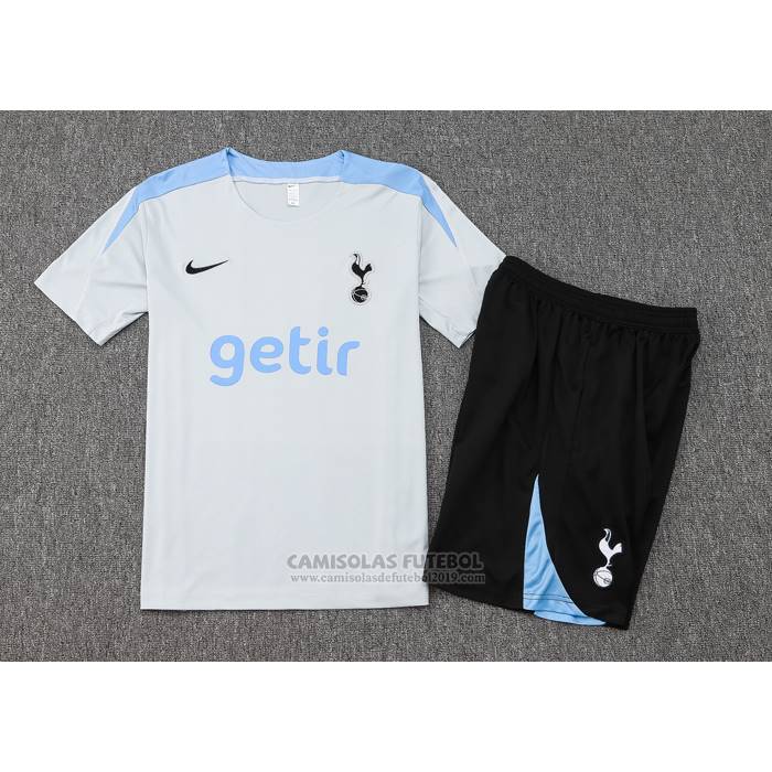 Fato de Treino Tottenham Hotspur Manga Curta 2024-2025 Cinza - Calcas Curta